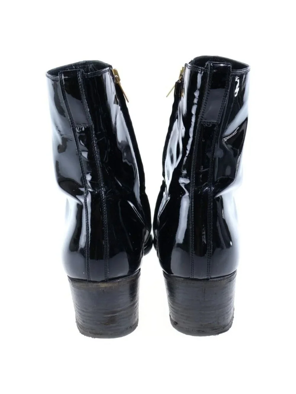 Saint Laurent Rive Gauche Johnny Patent Leather Heels Boots Black